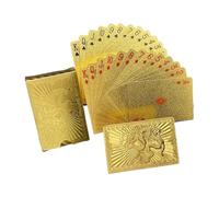 Gold Foil Poker Cards, Waterproof Tabletop Game, PVC Portable Design, Sturdy Leisure Playing Cards, Ideal para festivales, fiestas, Gatherings, Home Entertainment 7,68 inch
