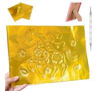 Gold Foil Sheets, Embossing Craft Foil Sheets, Double-Sided Silver Gold Aluminum Foils for Crafting, Painting, Engraving, DIY Handmade, Art Projects, Handicrafts & Holiday Ornament Making (A4)