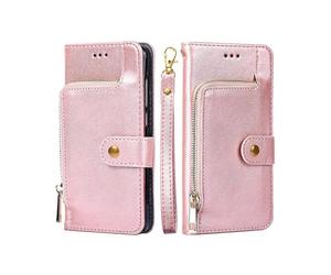 (Gold) For ZTE Axon 30 Pro 5G Zipper Bag PU + TPU Horizontal Flip Leather Case with Holder & Card Slot & Wallet & Lanyard