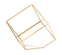 Gold Geometric Glass Planter, Glass Flowerpot for Succulents and Cacti, Modern Transparent Plant Container with Copper Frame, Table Decoration for Home Office Garden Balcony