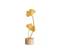 Gold Ginkgo Leaf Statue Decorative Modern Iron Desktop Ornament, Elegant Tabletop Entryway Decor for Home Office
