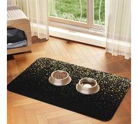 Gold Glitter Black Cool Modern,Waterproof Pet Feeding Mat,PU Leather Placemats for Cat Dog Water Bowl,Food Mats,40x60cm