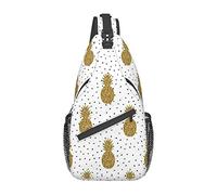 Gold Glitter Pines Fruit Hammerhead Sharks Hombre Mujer Sling Mochila Bolsa de Pecho Multiusos Mochila de Viaje Bolsa Cruzada antirrobo