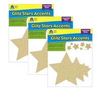 Gold Glitz Stars Accents, Assorted Sizes, 30 Per Pack, 3 Packs