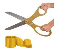 Gold Grand Opening Ceremony Kit - Tijeras gigantes de 20 pulgadas doradas con cinta dorada para inauguraciones y ceremonias, tijeras doradas de 20 pulgadas para corte de cinta, cinta de gran apertura