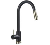 Gold Kitchen Faucets Stainless Steel Pull Down Stream Sprayer Deck Mount Water Sink Taps Black Brushed(Brushed Golden)