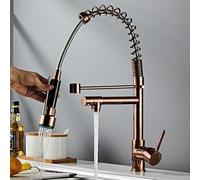 Gold Kitchen Tap with Pull Out Spray y dos bouces de 360 ° Tapón de palanca de palanca simple (oro rosa) Moderno de cocina Modern Kitchen LWX