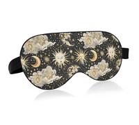 Gold Leaf Sun Moon Travel Essential - Antifaz de noche con banda elástica ajustable, opaca, cuidado de la piel, cubierta de ojos nocturnos, transporte público