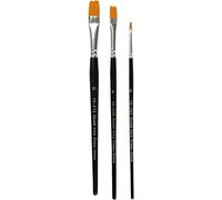 Gold Line Acrylic Brush Set, size 2+8+12 , W: 3+9+12 mm, flat, (Importación USA)