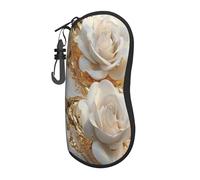 Gold Liquid Around Two White Roses - Funda portátil para gafas de sol, bolsa para gafas de sol