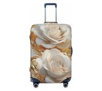 Gold Liquid Around Two White Roses - Fundas elásticas para equipaje de viaje, a prueba de polvo, resistente a los arañazos, protector de maleta de 22 a 24 pulgadas