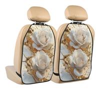 Gold Liquid Around Two White Roses - Protectores para asiento de coche, 2 unidades con bolsillos de almacenamiento para vehículos para proteger de arañazos de barro y suciedad