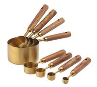Gold Measuring Cups Spoons Set de 8 piezas de acero inoxidable | Juego de 8 piezas, 4 tazas, 4 cucharas, ingredientes húmedos secos, cocción precisa, acero inoxidable dorado