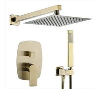 Gold Mixer Shower Square Overhead Shower Head and Hose Set Shower Mixer Tap Mixer Shower Set-12_in