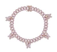 Gold Moissanite Butterfly Tennis Anklet, 9-10 pulgadas y 9 mm de ancho, elegante pulsera de tobillo para ella y mamá