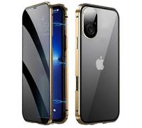 (Gold, Multicolor) For iPhone 16 Plus Case Anti-Spy Double-Sided Tempered Glass+Magnetic Metal Frame Phone Cover