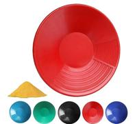 Gold Pan, 15 inch Round Green Gold Panning Equipment with Different Riffle, Effective Separation of Golds, Lightweight Manual Plastic Prospecting Equipment (Red)