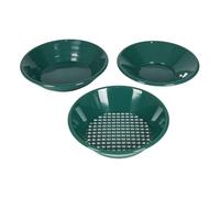 Gold Panning Kit, Prospecting Tools 14 and 15 Inch Round Pan with 13.8 Inch Sieve for Outdoor Gold Mining Alluvial Gold Prospecting ABS Plastic Green Color 2 Pans 1 Sieve