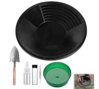 Gold Panning Pan,Accesorios para Tamices Manuales para la Extracción de Oro,Herramientas Portátiles para Buscar Oro al Aire Libre,Batea de Oro Set,Gold ifting,Clasificador de Tamizado 38 cm Tokaneit