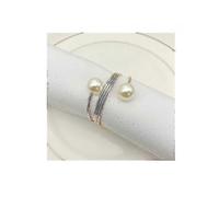 Gold Pearl Button Napkin Rings - 12 Pack for Dinner Party Use, Holders for Seconds