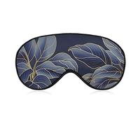 Gold Plant Leaf Sleep Mask Blindfold Blue Purple Ajustable Super-Smooth Soft Eye Mask Cover para Hombres Mujeres Viajes y siesta