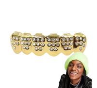 Gold Plated Hiphop Tooth | Shining Rhinestone Brace Caps For Teeth