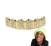 Gold Plated Hiphop Tooth | Shining Rhinestone Brace Caps For Teeth