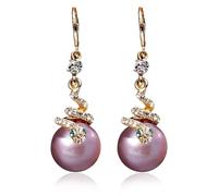 Gold Plated Snake Pearl Earrings, Vintage Snake Shaped Wrap Pearl Drop Dangle Earrings, Gothic Gold Snake Shape Earrings, Cute Animal Statement Jewelry Gifts for Women (Purple)