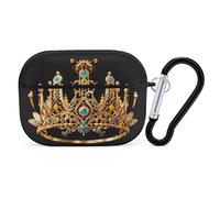Gold Queen Bee Crown AirPods Pro 2 - Funda protectora rígida a prueba de golpes para mujeres y hombres, compatible con Airpod Pro de 2ª y 1ª generación con llavero, color negro