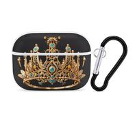Gold Queen Bee Crown AirPods Pro 2 - Funda protectora rígida a prueba de golpes para mujeres y hombres, compatible con Airpod Pro de 2ª y 1ª generación con llavero, color blanco