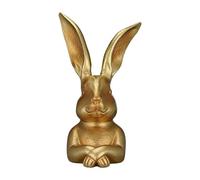 Gold Rabbit Easter Statue, Collectible Bunny Sculpture, Spring Holiday Decor Figurine for Living Room Bedroom Nursery Study Bedside Mantel Windowsill, Decorative Easter Animal Ornament for Home