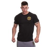 Gold’s Gym Ggts001 Mens Left Chest Muscle Joe Print Logo Crew Neck T-Shirt Camiseta básica con Logotipo para Hombre, para Entrenamiento, Fitness, Gimnasio, Deportes, Negro, S