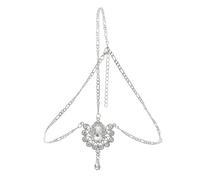 Gold Silver Color Rhinestone Bridal Forehead Head Chain Headpiece for Women Headbands Wedding Hair Jewelry para ocasiones especiales y festivales(Silver)