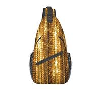 Gold Sparkle Pattern Sling Backpack Chest Crossbody Bag Casual Daypack para Hombres y Mujeres