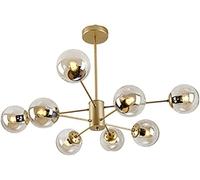 Gold Sputnik Chandelier 16 Lights Glass Sphere Shades Pendant Globes Hanging E27 Ceiling Light Fixtures Compatible with Kitchen Dining Room, Chandeliers