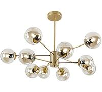 Gold Sputnik Chandelier 16 Lights Glass Sphere Shades Pendant Globes Hanging E27 Ceiling Light Fixtures Compatible with Kitchen Dining Room, Chandeliers
