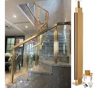 Gold Stainless Steel Glass Stair Railing Post System - 61-49 Inch Metal Balustrade Kit for Pool, Terrace, Yard(Gold Mid Post,120cm)