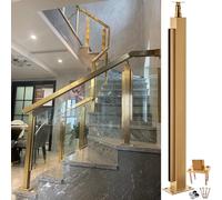 Gold Stainless Steel Glass Stair Railing Post System - 61-49 Inch Metal Balustrade Kit for Pool, Terrace, Yard(Gold End Post,85cm)