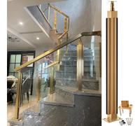 Gold Stainless Steel Glass Stair Railing Post System - 61-49 Inch Metal Balustrade Kit for Pool, Terrace, Yard(Gold Corner Post,140cm)