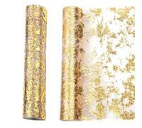 Gold Table Runner 2pcs Table de Navidad Runner 28*275 cm Temporáneo Decorativo de Oro Decorativo Runner Transparent Mesh Gold Runner para Table Party Wedding Christmas Gold Table Decorations
