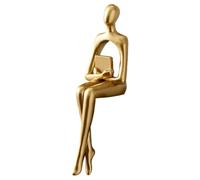 Gold Thinker Sculpture - Resin Abstract Figure Decor, Modern Philosophical Ornament for Home Interior, Bookshelf Display Accent, Artistic Desktop Decoration, Living Room Study Office Styling Element