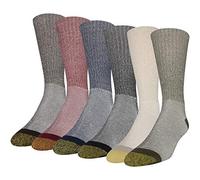 Gold Toe 656s Cotton Crew Athletic Socks, Multipairs Calcetines, Caqui/Oliva/Negro/Azul Marino/Rojo/marrón Jaspeado, L (Pack de 6) para Hombre