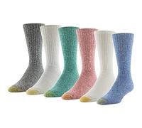 Gold Toe Calcetines Harrington Crew para hombre, multipares, Spectrum Blue Assorted (6 pares), L