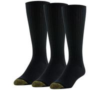 Gold Toe Calcetines informales de algodón para hombre, paquete de 3 unidades, Negro, L