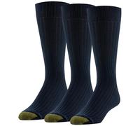 GOLDTOE Canterbury Calcetines de caña media para hombre, paquete de 3, marino, Large