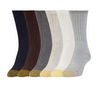 Gold Toe Casual Texture Crew Socks, Multipairs Calcetín, Marrón Mix, 6 to 9 (Pack de 6) para Mujer
