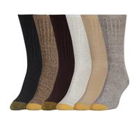 Gold Toe Casual Texture Crew Socks, Multipairs Calcetines, Marrón Surtido (6 Pares), L (Pack de 6) para Mujer