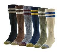 Gold Toe Harrington Crew Socks, Multipairs Calcetines, Rayas Retro de Avena Surtidos (6 Pares), L (Pack de 6) Hombres