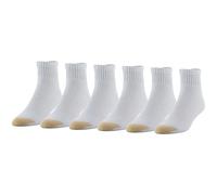 Gold Toe Men's Quarter Big and Tall Athletic Sock, 6-pack, White, 12-16 extended size