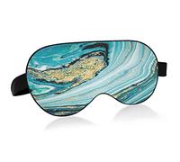 Gold Turquoise Blue Marble Texture Luxury Ink Paint Eye Masks Cover Blocks Light Sleep Mask Shade Cover Blindfold Relaxing Eyeshade Cover con correa ajustable para la cabeza para hombres, mujeres y ni